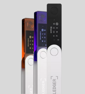 Ledger Nano X Hardware Wallet.  Purple - Orange - Black